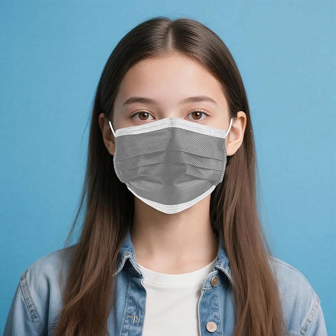 NNPCBT Grey Disposable Face Masks 125 Pack, 3-Ply Breathable Mask - Image 7