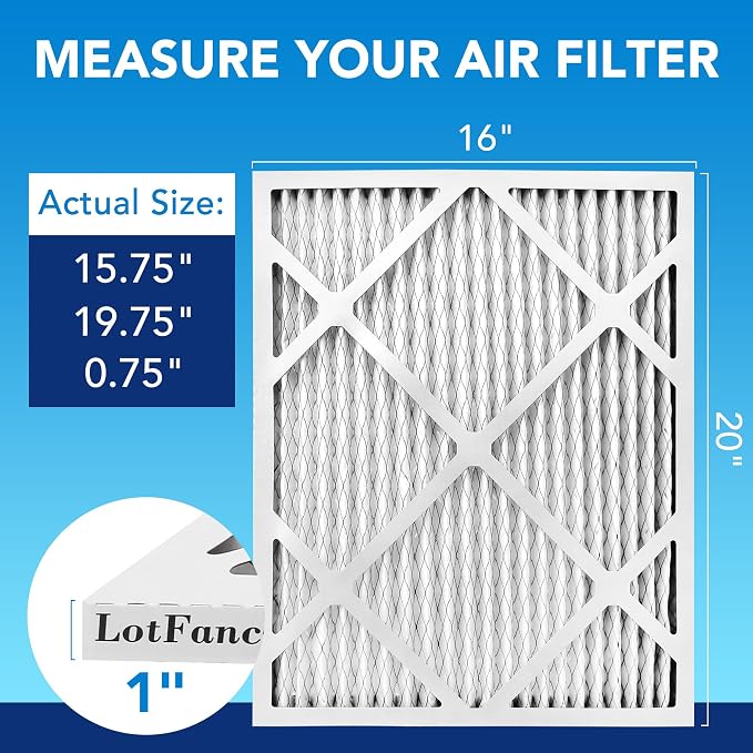 LotFancy 16x20x1 Air Filter MERV 13 6-Pack, Electrostatic Pleated HVAC Furnace - Image 2