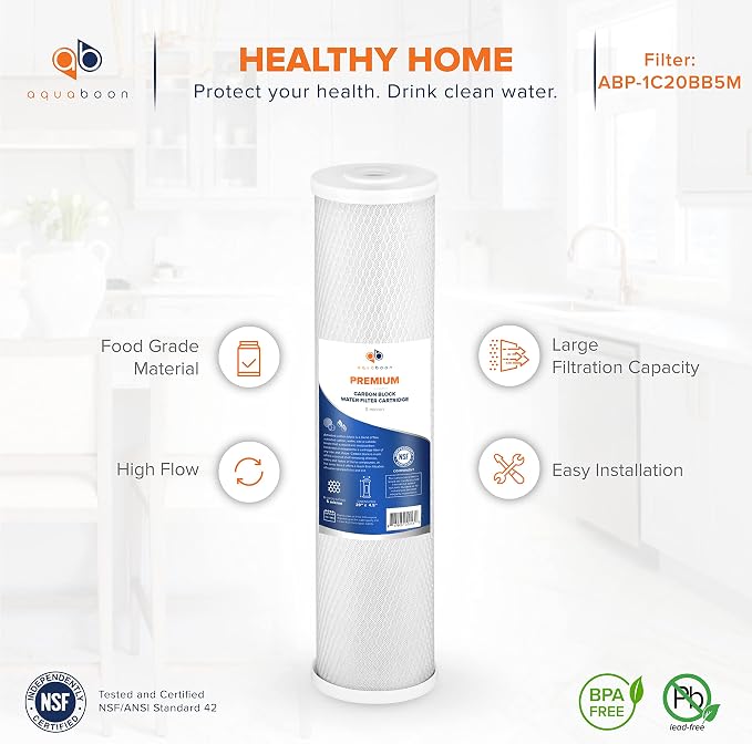Aquaboon 5 Micron 20 x 4.5 Premium CTO Activated Carbon Water Filter Cartridge - Image 4