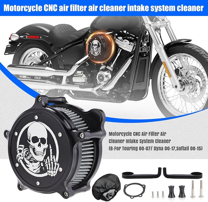 Motorcycle Air Filter Skull Style Air Cleaner - Image 4
