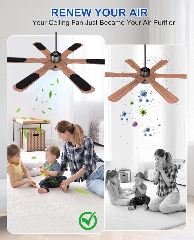 Universal Ceiling Fan Filters for Blades, Activated Carbon Fan Air Purifier Pads - Image 3