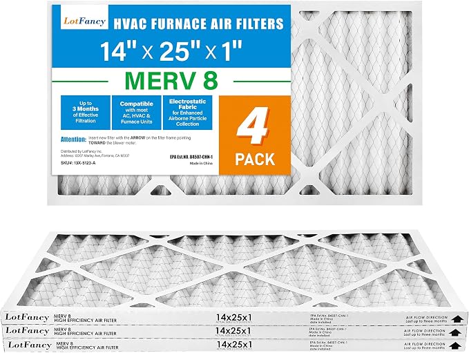 LotFancy 14x25x1 Air Filter MERV 8 4-Pack, Electrostatic Pleated Furnace & AC - Image 9