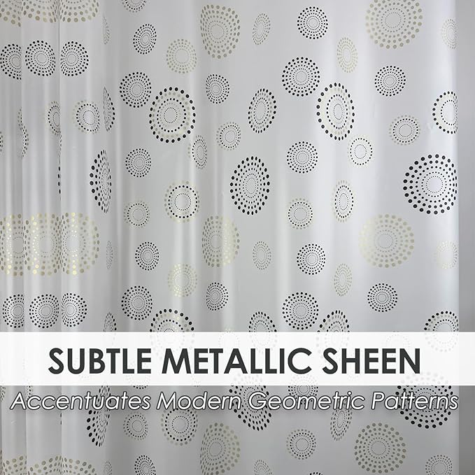 Plastic Shower Curtain Liner, Waterproof Printed PEVA Shower Curtain with Design, Gold Dots Pattern, Rustproof Grommets, Standard Size 70x72 Bathtub Curtain for Bathroom (Pack of 1)