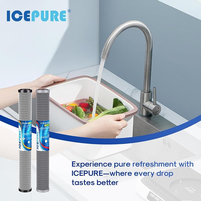 ICEPURE 2.5"x 20" Whole House Carbon Sediment Water Filter High Capacity Combo - Image 9