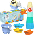 Water Time Buddies – 11pcs Toddler Water Toy Set with Watering Can, Boats, Toy Animals, Stacking Cups & Buckets, Toddler Bath Toys for 1+, Kids Pool Toys & Indoor Accessories for Water Play
