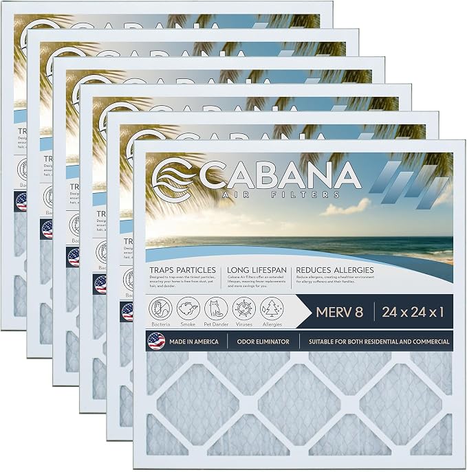 Cabana Filters 6-Pack 24x24x1 MERV 8 AC Furnace Air Filter by CabanaAirFilters