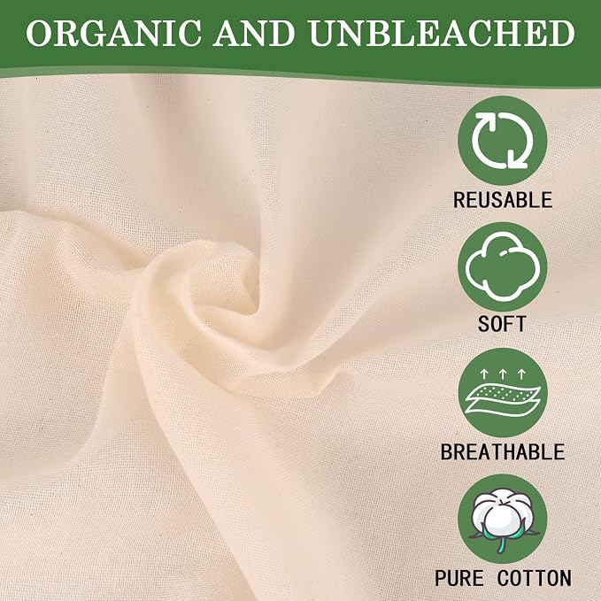 WMKGG 9 PCS Reusable Unbleached Cotton Cheese Cloth 20x20 Inch, Grade 100 - Image 3