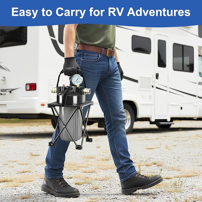 6-Layer RV Water Filter with Stand and 0.5 Micron Filtration, 3/4" GHT Metal - Image 7