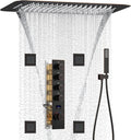 Oil Rubbed Bronze Digital Display Shower System with 16X24 inch Ceiling Overhead Shower Head(Rain & Waterfall Modes), 4 PCS Body Jet and Handheld Spray