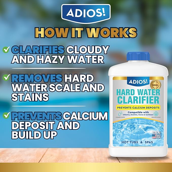 Hot Tub Hard Water Calcium Remover with Scale and Stain Clarifier, Soften Treat and Reduce Spa and Pool Deposits - Quart (32 oz)
