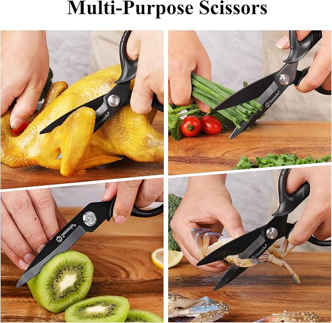 Sunnecko Kitchen Scissors All Purpose Heavy Duty Scissors Titanium Coated - Image 6
