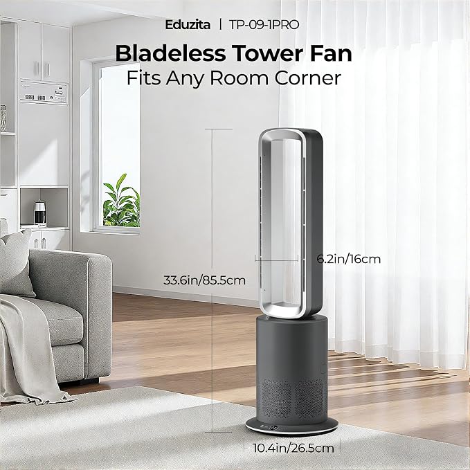 Xcity TP09Pro Bladeless Tower Fan, 3-in-1 Air Purifier, Space Heater & Cooling - Image 2