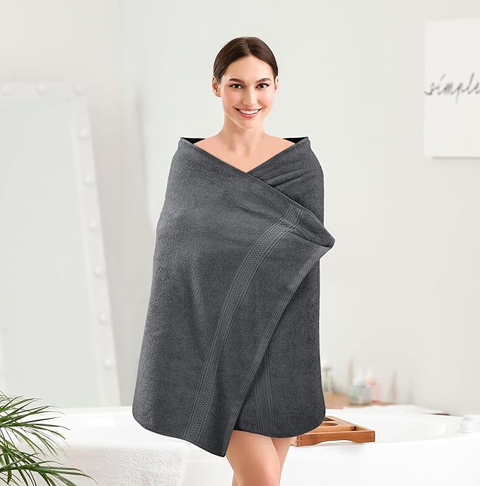 Utopia Towels 4 Pack Premium Bath Towels Set, 27 by 54 Inches, 100% Ring Spun Cotton 600GSM, Lightweight and Highly Absorbent Quick Drying Towels, Perfect for Daily Use, Grey