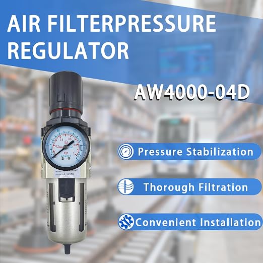 HengMinLingTong 1/2" NPT Compressed Air Filter Regulator Combo Piggyback - Image 2