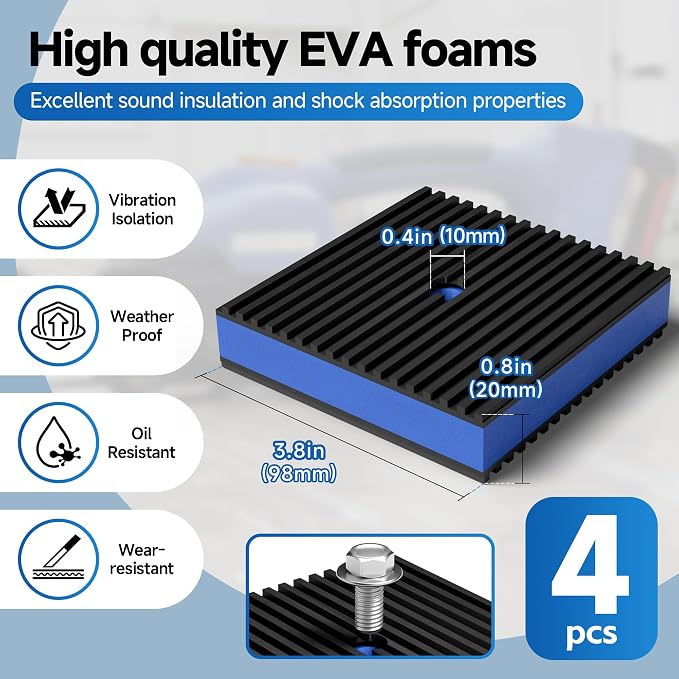 4" X 4" Anti Vibration Pads, Rubber Vibration Isolator Pads - Image 2