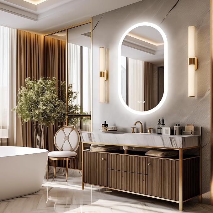 LUVODI Lighted LED Bathroom Mirror: 40x20IN Oval Anti-Fog Dimmable Wall Mounted - Image 7
