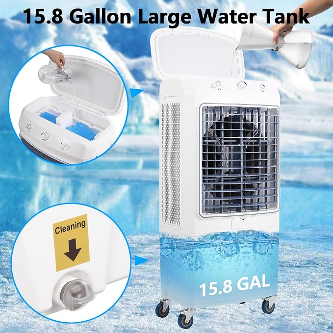 GarveeHome 4100 CFM Evaporative Air Cooler, Swamp Cooler - Image 3