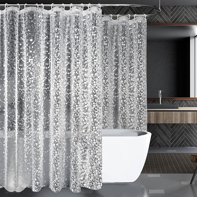 zokyer Clawfoot Tub Shower Curtain Wrap Around 108x72 Inch Extra Wide Oval Claw Foot Clear Liner Round Translucent Transparent Bathroom Decor PEVA Vinyl Hook 18 Pack