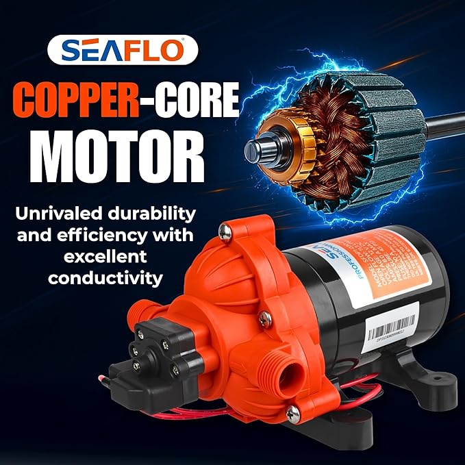 SEAFLO 33 Series 12V DC RV/Camper/Boat/Off-Grid Fresh Water Pressure Pump –12V, 3.0 GPM, 45 PSI, On Demand Self-Priming, Built-In Pressure Switch - NSF, CE & Rohs Certified, UL Listed, 4-Year Warranty
