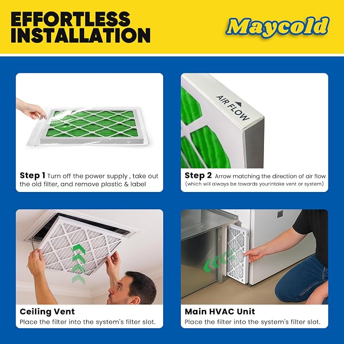 Maycold MERV 13 14x14x1 Air Filter, High-Efficiency Pleated AC & Furnace Filters - Image 7