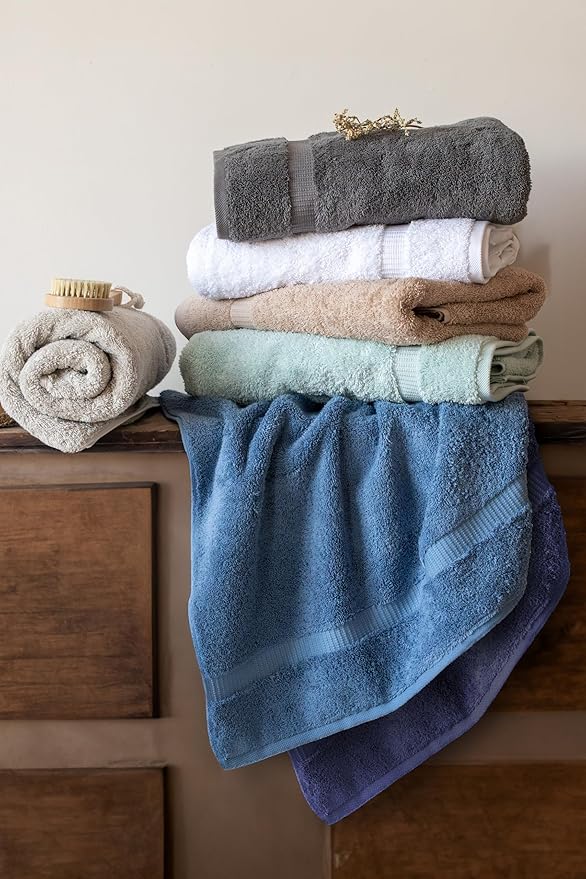 SALBAKOS 100% Turkish Cotton Hand Towel Set of 6 16x30 inch | Heirloom Quality | Hotel & Spa Collection | Ultra Soft, Super Absorbent, Long Lasting Hand Towels | Made in Turkey (Navy, 6 Hand Towels)