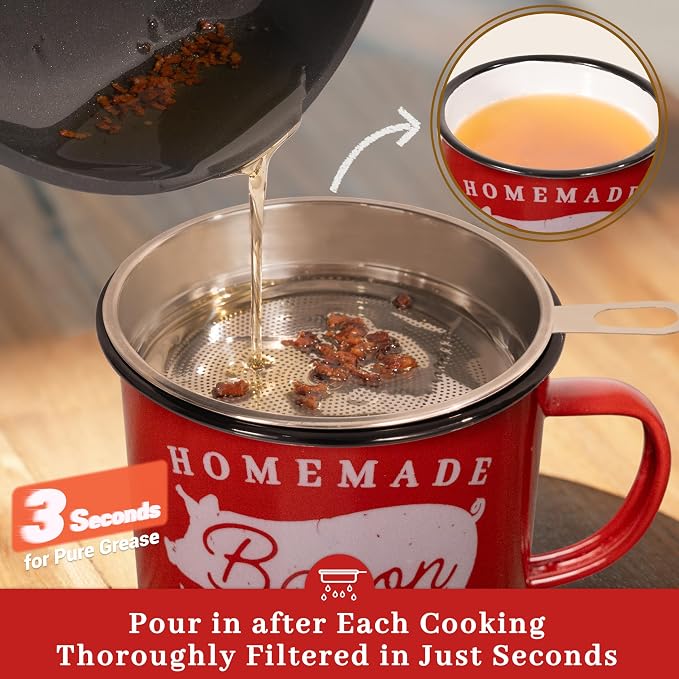 Bacon Grease Container with Strainer - Image 4