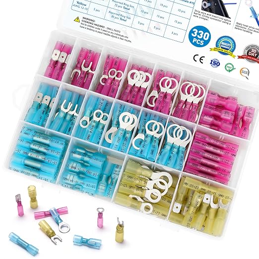 TICONN 330Pcs Heat Shrink Wire Connectors, Waterproof Automotive Marine by TICONN