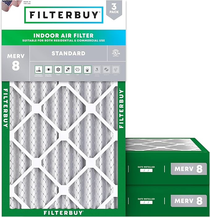 Filterbuy 20x30x4 Air Filter MERV 8 Essential Dust & Allergy Defense, by Filterbuy