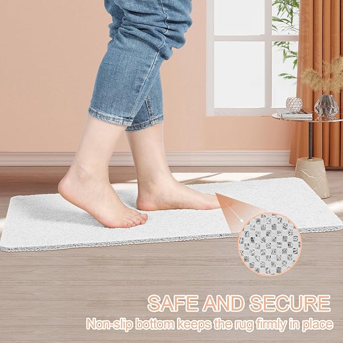 Joyhalo Shower Mats for Showers Anti Slip for Elderly, 17'' x 30'' Non Slip Bath Mat for Inside Shower, Bath Tub Mats for Bathroom Non Slip for Shower, PVC Loofah Bathroom Mats, White