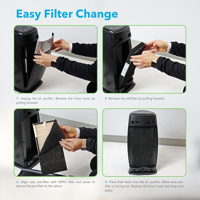 Hunter Fan Company HP100GRS Air Purifier, Small Tower - Image 5