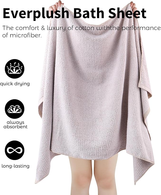 Everplush Diamond Collection Extra Large Bath Sheet Towel – 1 PK, Super Soft & Highly Absorbent, Quick-Drying & Oversized,Perfect for Bathroom, Pool, Swimming Use (Brown, 35" x 66" 1PK)