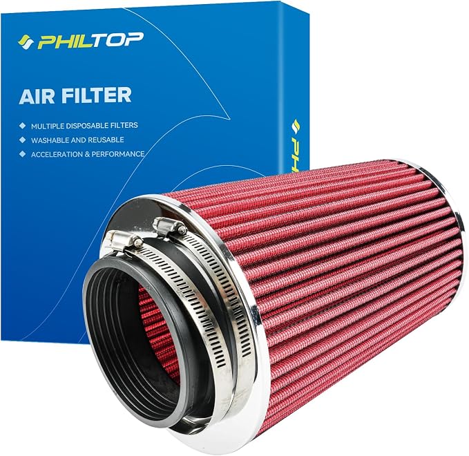PHILTOP Universal Clamp-On Air Intake Filter, Replacement Air Filter: High Flow by PHILTOP