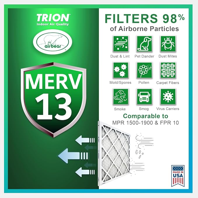 16x25x3 TRION Air Bear Cub Pleated HVAC Air Filter MERV 13 - Image 5