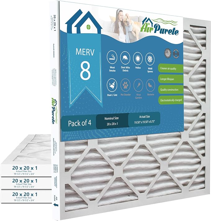 20x20x1 Air Filters | AirPurete AP-3M20201 HVAC AC Furnace Air Filters | Actual by AirPurete