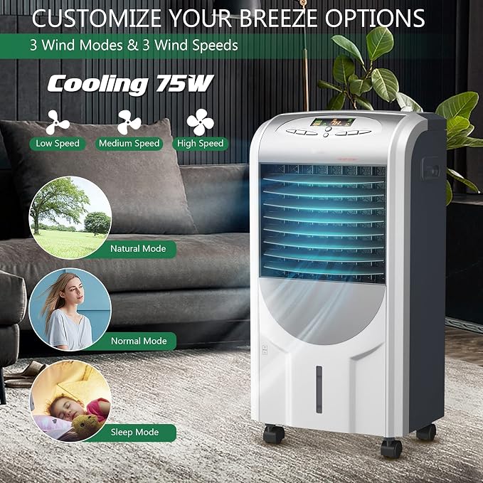 GOFLAME Air Cooler and Heater, Portable Evaporative Air Cooling Fan Filter - Image 4