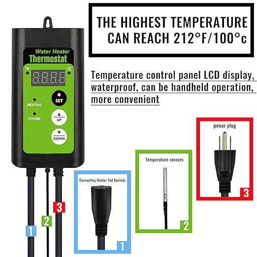 1300W Titanium Fully Submersible, Portable Pool & Hot Tub Electric immersion Water Heater with GFCI & Temp Control for Bathtubs, baptism pool, spa tub, above ground pool & inflatable pool