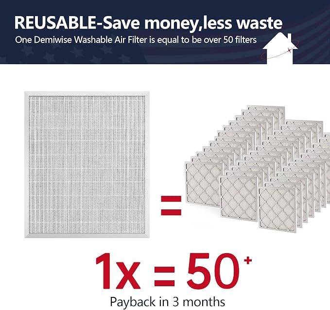 20x24x1 Electrostatic Air Filter, MERV 8 Washable & Reusable Aluminum AC/HVAC - Image 3