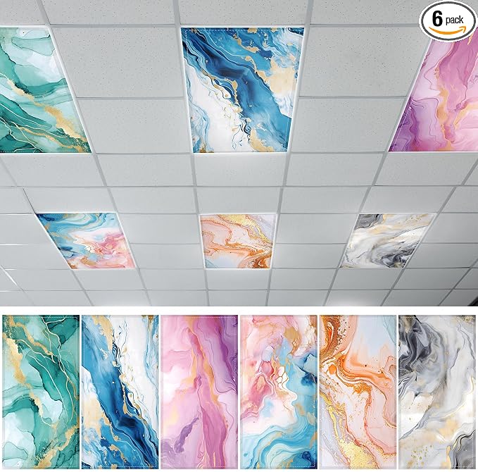 QOUBAI 6 Pcs Fluorescent Light Covers, 4x2 Feet Magnetic Light Cover by QOUBAI