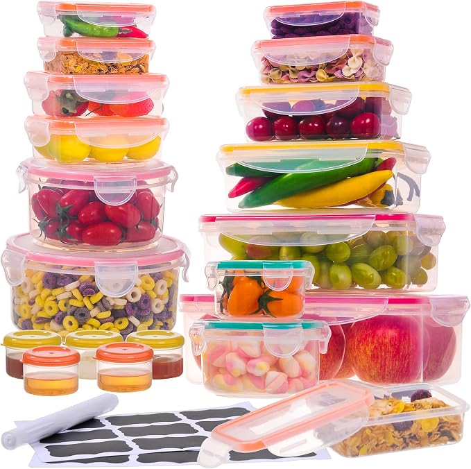 38 Pcs Large Food storage containers-85 oz to Small Container Stackable Kitchen by RockBerry
