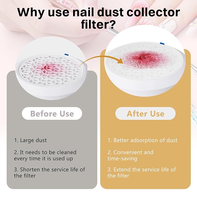 200 Sheets Nail Dust Collector Filter Paper Disposable Nail Dust Filters - Image 5