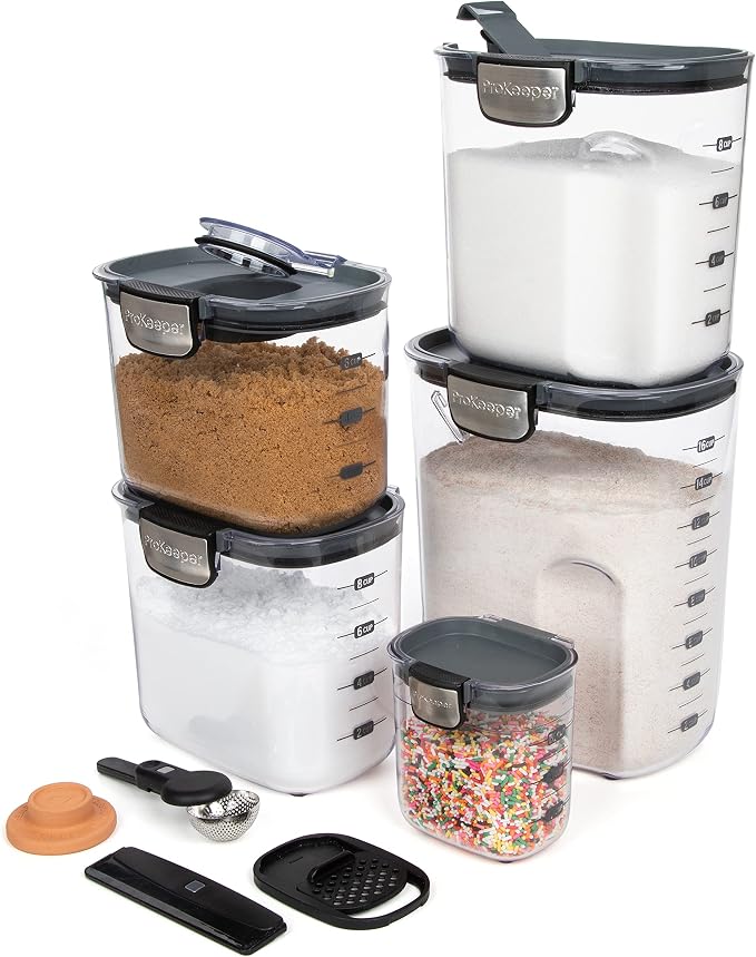 ProKeeper+ Airtight Food Storage Container Set – Clear Plastic Flour and Sugar - Image 8