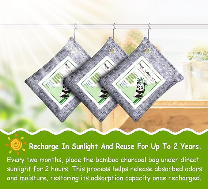 Activated Charcoal Odor Absorber for Strong Odor, Basement, Cars, Closets, Shoes, Smoke. 16 Pack Bamboo Charcoal Air Purifying Bags Deodorizer Odor Eliminator for Home