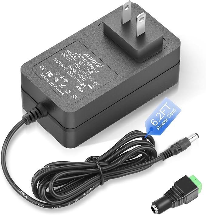 ALITOVE 24 Volt Power Supply 2A 48W 24V Transformer Power Cord AC to DC Adapter by ALITOVE