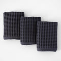 PÜSKÜL Organic Waffle Kitchen Towel 100% Turkish Cotton Set of 3 Dark Gray - Premium Quality, Soft, Quick-Dry, Absorbent, Lint-Free Hand Towels 32X16 Inches (3, Dark Gray)
