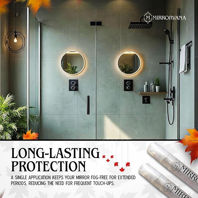 MIRRORVANA Anti Fog Spray for Shower Mirror (2 Bottles) - Maintains Fog Free Bathroom Shaving Mirrors for Men and Women - Long-Lasting Protection from Fogging for a Crystal Clear Reflection (7 ml)