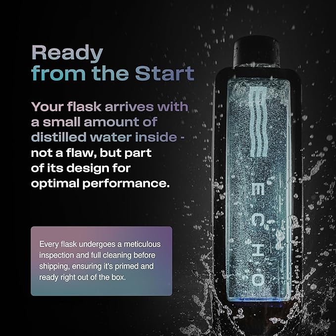 Echo Flask Hydrogen Water Bottle - Active Hydration Solution with Water Intake Tracking & LCD Touch Screen - Compact & Convenient - Transparent Hydrogen Flask - 12 oz