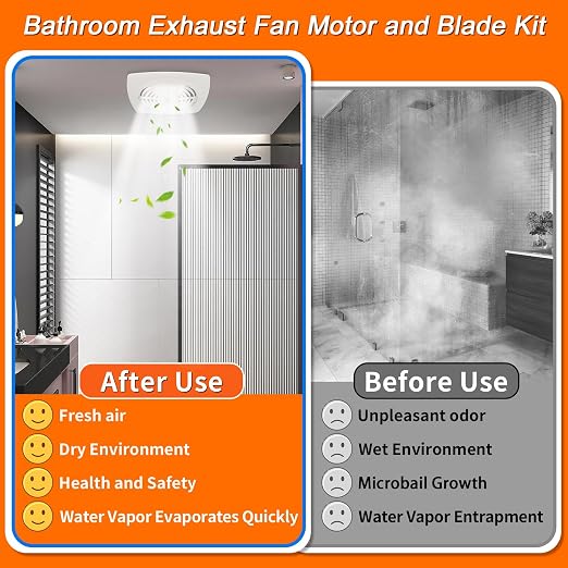 Upgraded Bathroom Exhaust Fan Motor and Blade Kit, 80 CFM High Airflow Quiet - Image 6