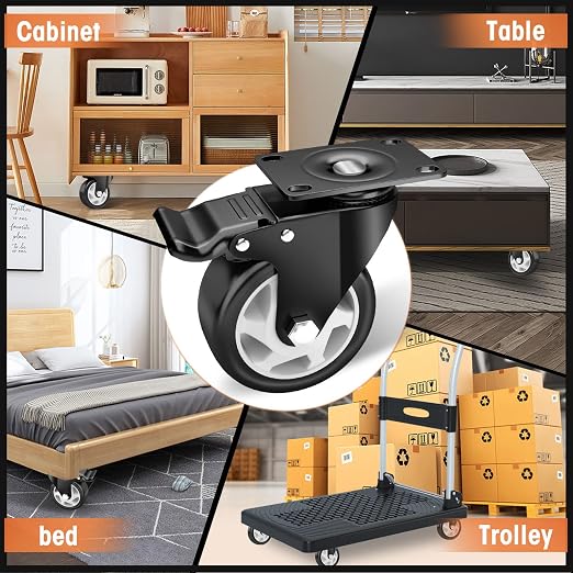 Casters, Top Plate Swivel Wheels, Locking Casters - Image 6