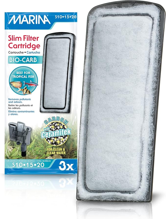 Marina Slim Filter Carbon Plus Ceramic Cartridge, 3 Cartridges each by Marina