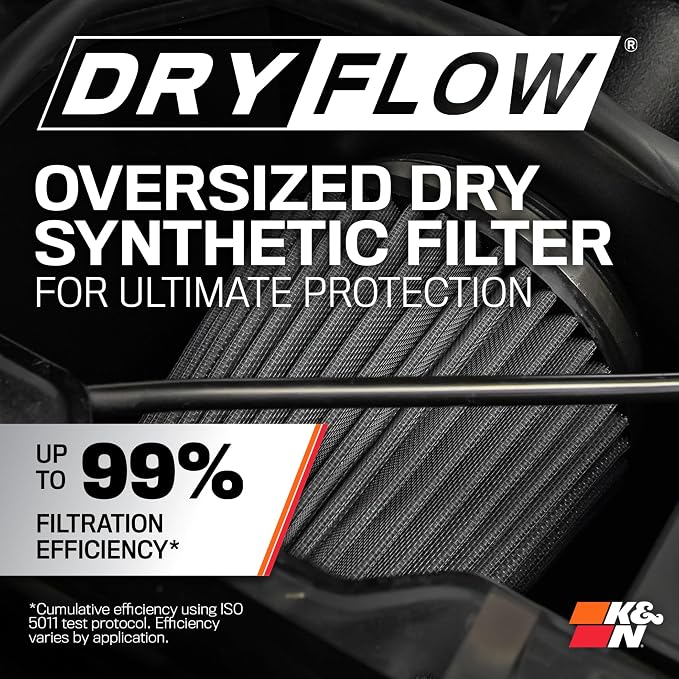 K&N Cold Air Intake System: Dry-Flow Air Filter, Increase Performance & Towing: - Image 4